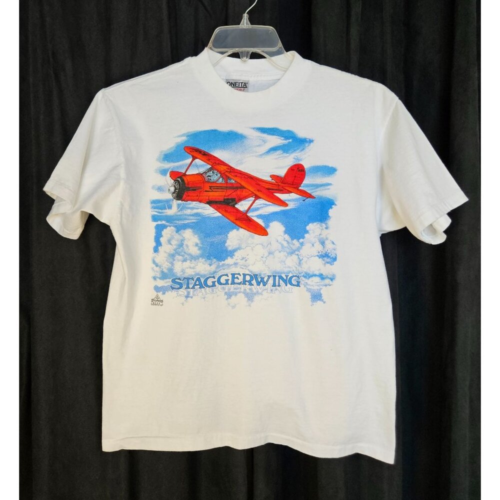 1993 Staggerwing Sophos Shirt Mens Size L Single Stitch Vintage Rare Oneita